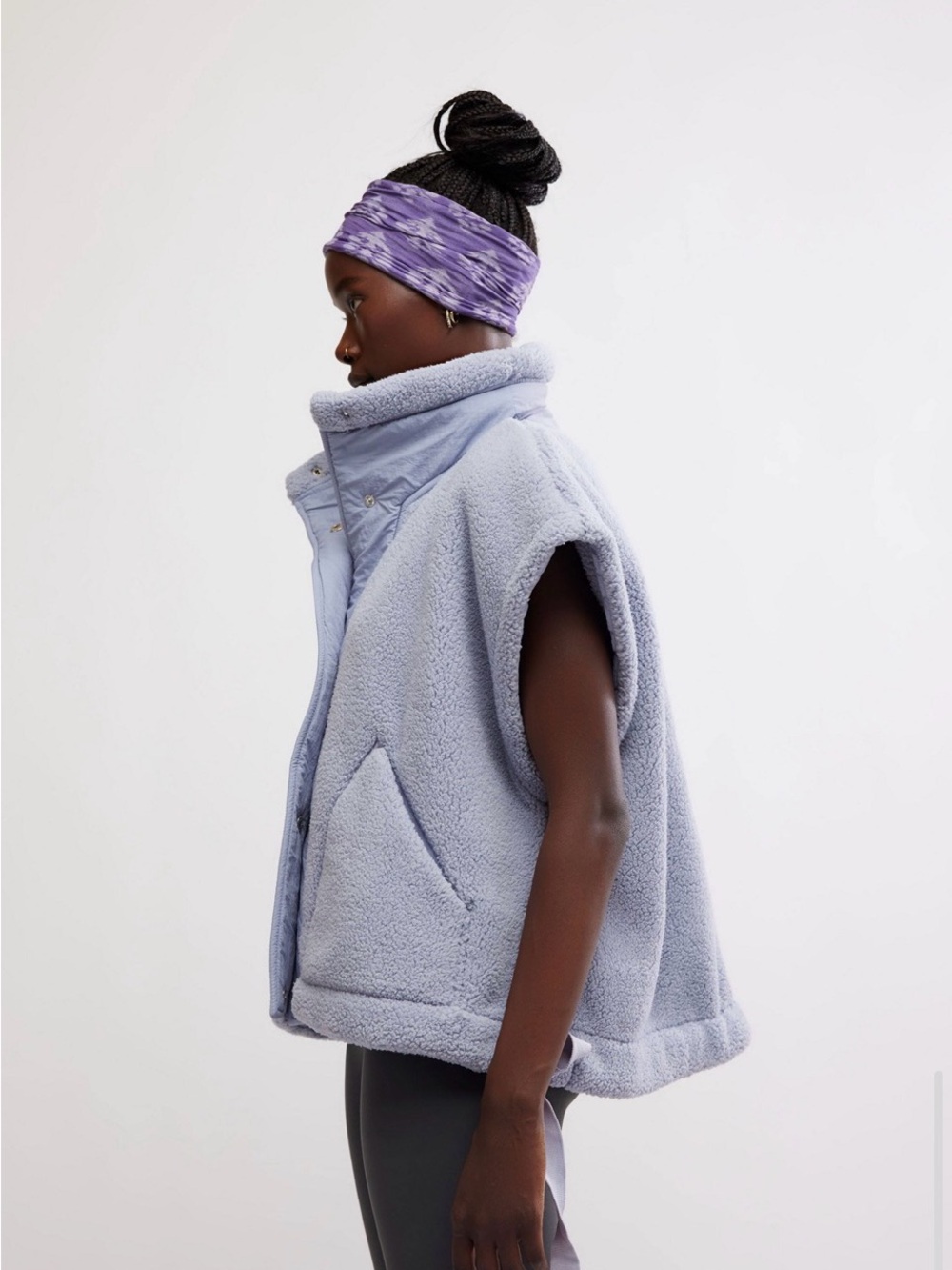 FP Movement by Free People scout it Out Fleece Vest with Snap Front - Picture 3 of 6
